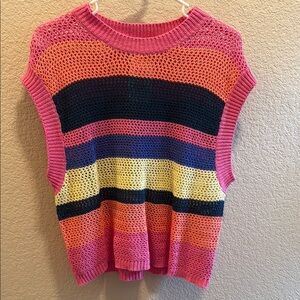 DAVI & DANI Pink and Orange Crew Neck Sweater